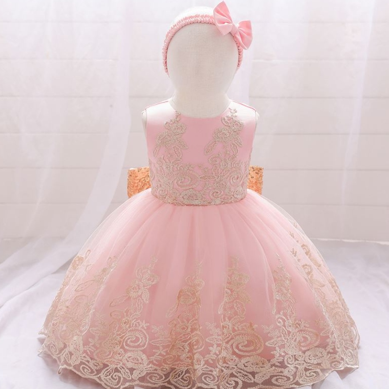 Baige New Lace Frock Kids Party Wear 0-6年フラワーガールバースデーパーティーボールガウンl2023xz