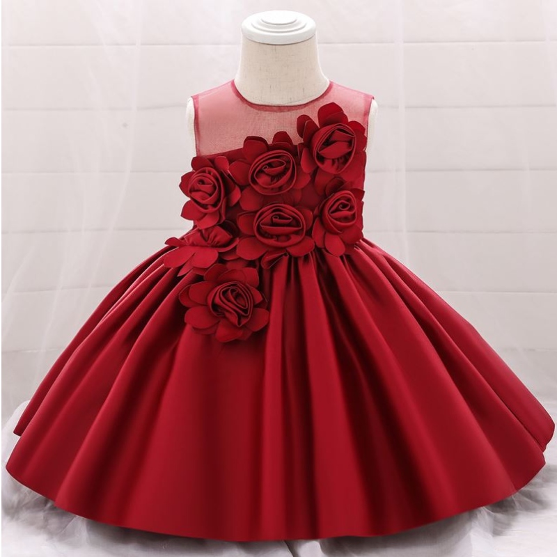 Baige Hot Sale Seveless O-Neck 0-12y Children Chitle Flower Girl Party Dress L5068XZ