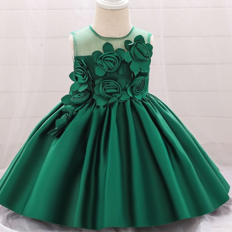 Baige Hot Sale Seveless O-Neck 0-12y Children Chitle Flower Girl Party Dress L5068XZ