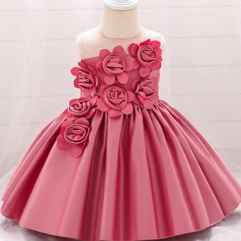 Baige Hot Sale Seveless O-Neck 0-12y Children Chitle Flower Girl Party Dress L5068XZ