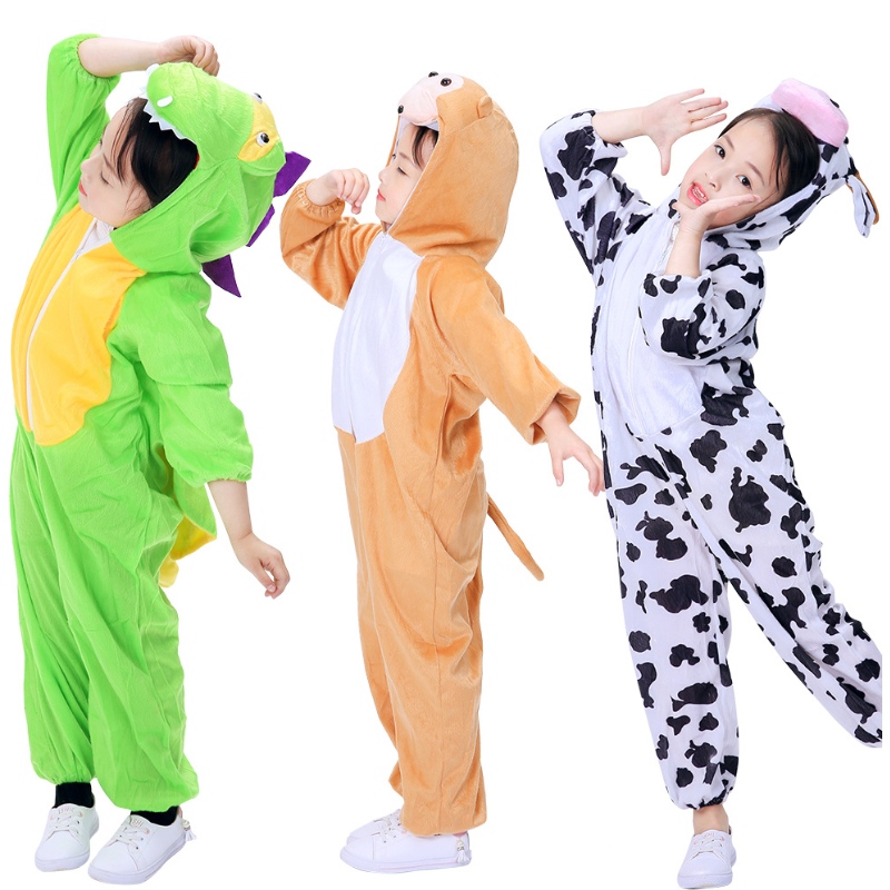 2022かわいい動物牛猫犬眠っている漫画服の春と秋の子供ジャンプスーツ演奏衣装