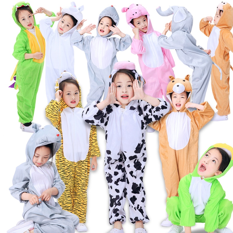 2022かわいい動物牛猫犬眠っている漫画服の春と秋の子供ジャンプスーツ演奏衣装