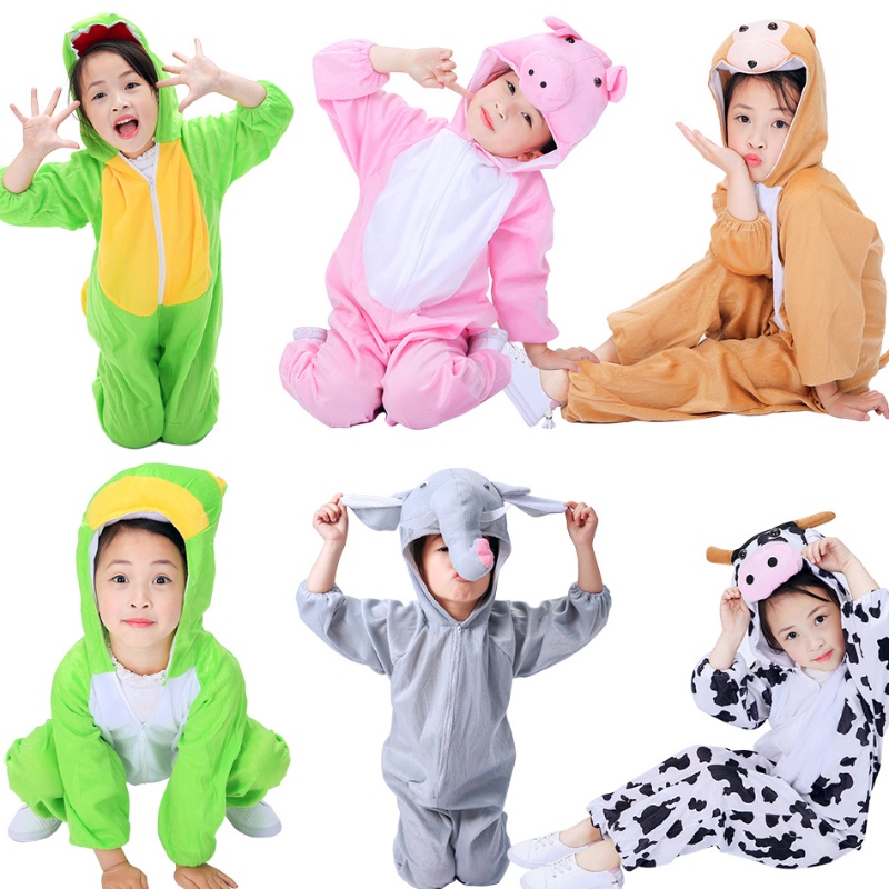 2022かわいい動物牛猫犬眠っている漫画服の春と秋の子供ジャンプスーツ演奏衣装