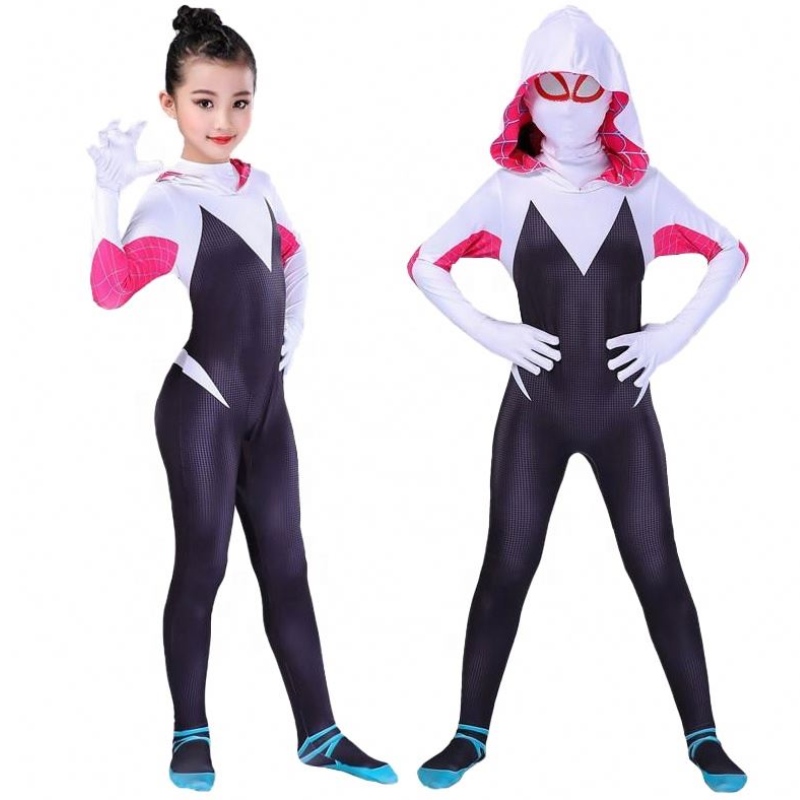 ホリデーハロウィーンパーティー卸売女子女子子供グウェンスパイダーマンパラレルユニバーサル衣料品タイツのコスプレコスチューム付きマスク