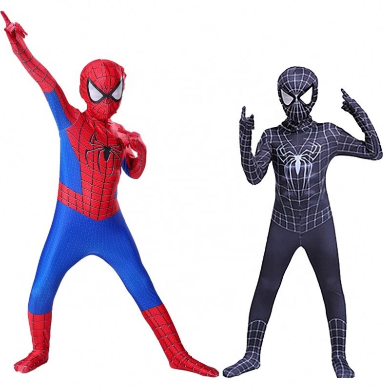 子供向けのクールなファンシーブラックハロウィーンの服&adults tv&filmスーパーヒーローコスプレファクトリートラジェスパイダーマンコスチュームスーツ