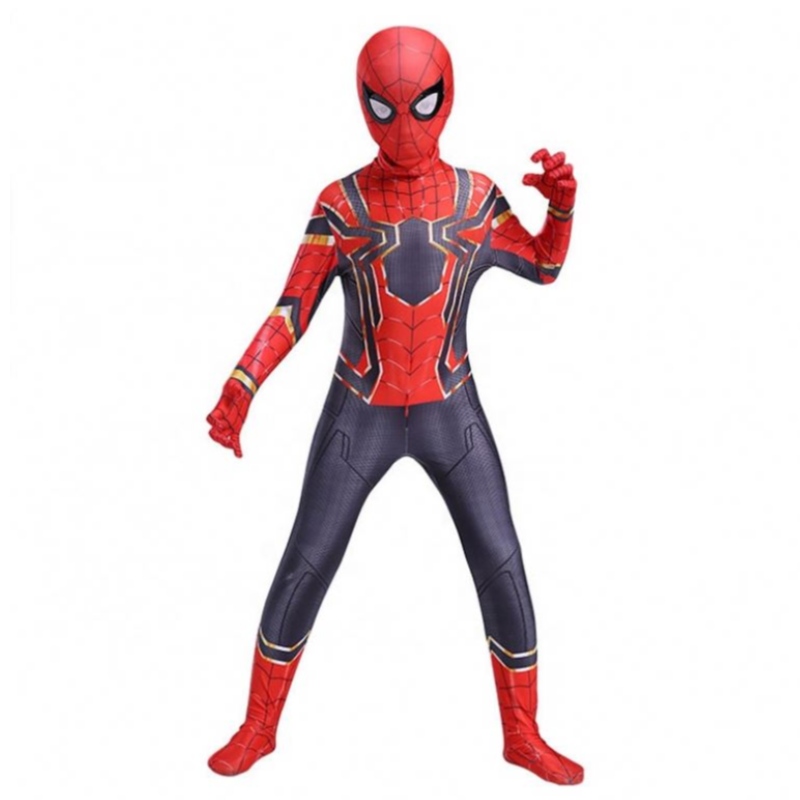 レッドスパイダーマンジャンプスーツコスプレ子供用衣料品セットスパイダーマンスーツ