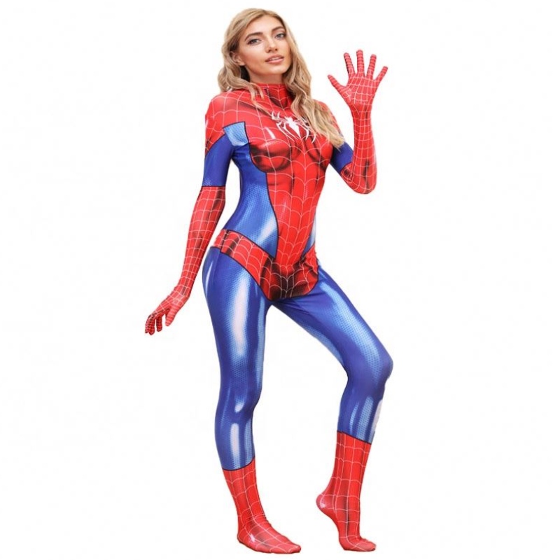 卸売りプラスサイズのハロウィーンプロップ映画女性のスパイダーマンスパイダーウーマンコスチュームセットのパフォーマンスウェア