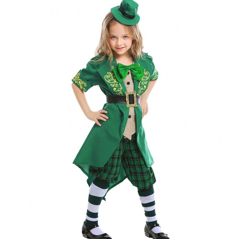 子供ハロウィーンアイリッシュエルフパフォーマンスユニフォームユニフォーム衣装セントパトリック\\ 'S Day Girl Leprechaun Costume DGHC-089