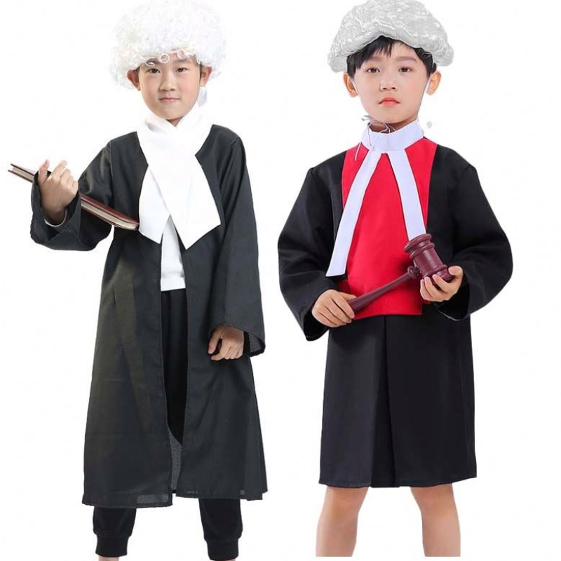 ハロウィーンキッズパフォーマンスコスプレコート幼稚園職業裁判官ローブパーティードレス子供弁護士コスチュームhcbc-007