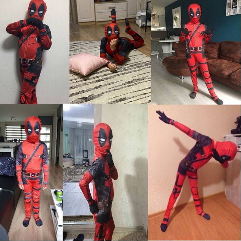 4-12Yボーイデッドポーコスチュームキッズコスプレマスクスーツジャンプスーツハロウィーンパーティーコスチュームカーニバルショースパイダーマンコスチューム