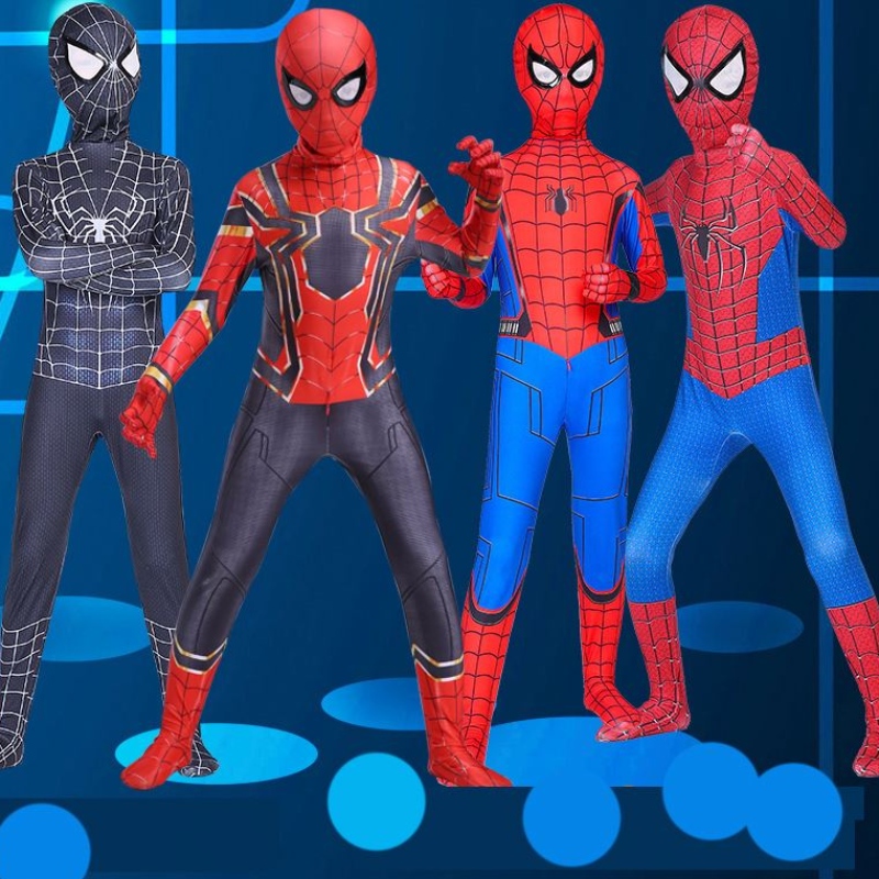 レッドブラックスパイダーマンコスチュームスパイダーマンスーツスパイダーマンコスチューム子供子供スパイダーマンコスプレ服ハロウィーンコスチューム