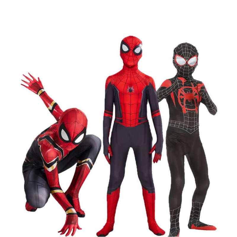 高品質のスパイダーマンコスチュームファンシードレス大人と子供ハロウィーンのコスチュームレッドブラックスパンデックス3Dコスプレ服