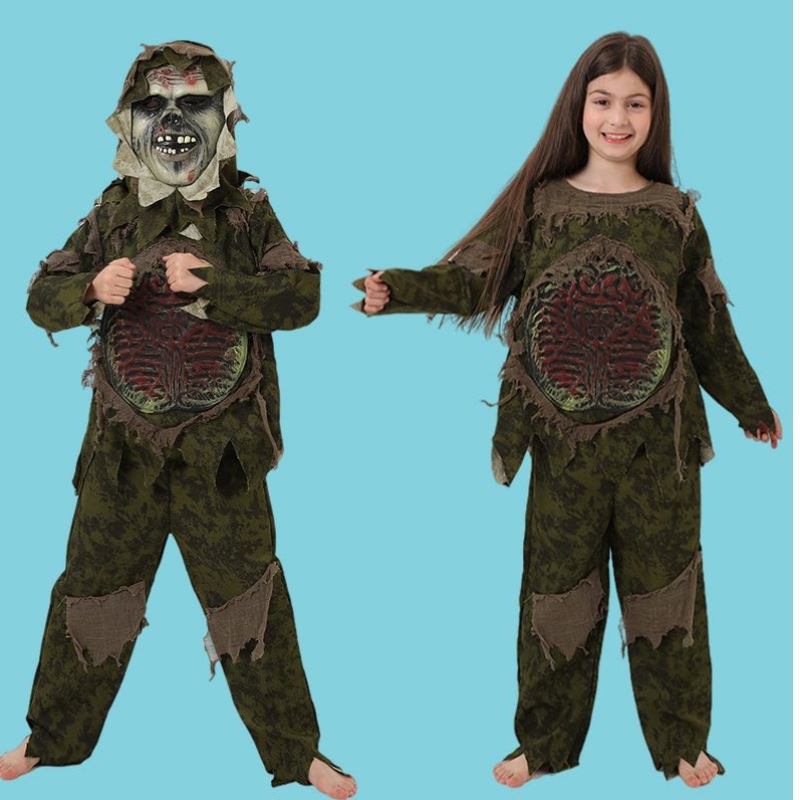 Kid \\ 's Halloween Zombie Costume Cosplayボーイモンスターコスチュームホラーマスクゾンビの服