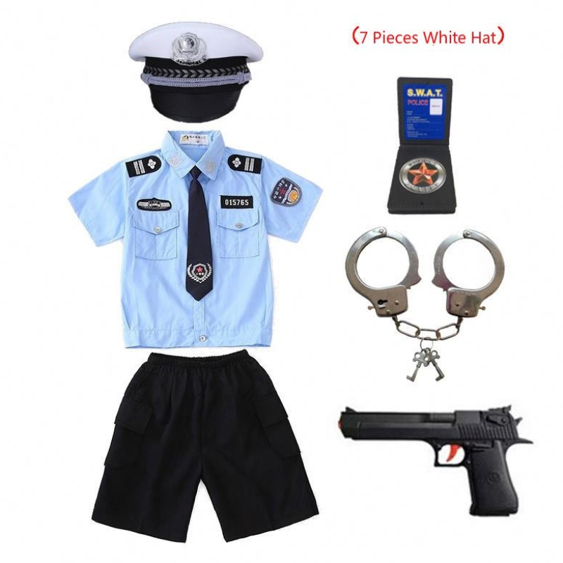 ニューキッズチャイルド警官ユニフォームハロウィーンコスチュームボーイズガールズマンマンコスプレスーツと手錠付き