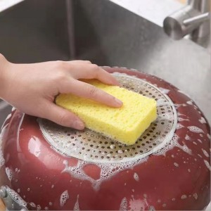 台所圧縮天然セルロース台所スポンジのためのセルローススポンジ角圧縮皿洗浄スポンジ