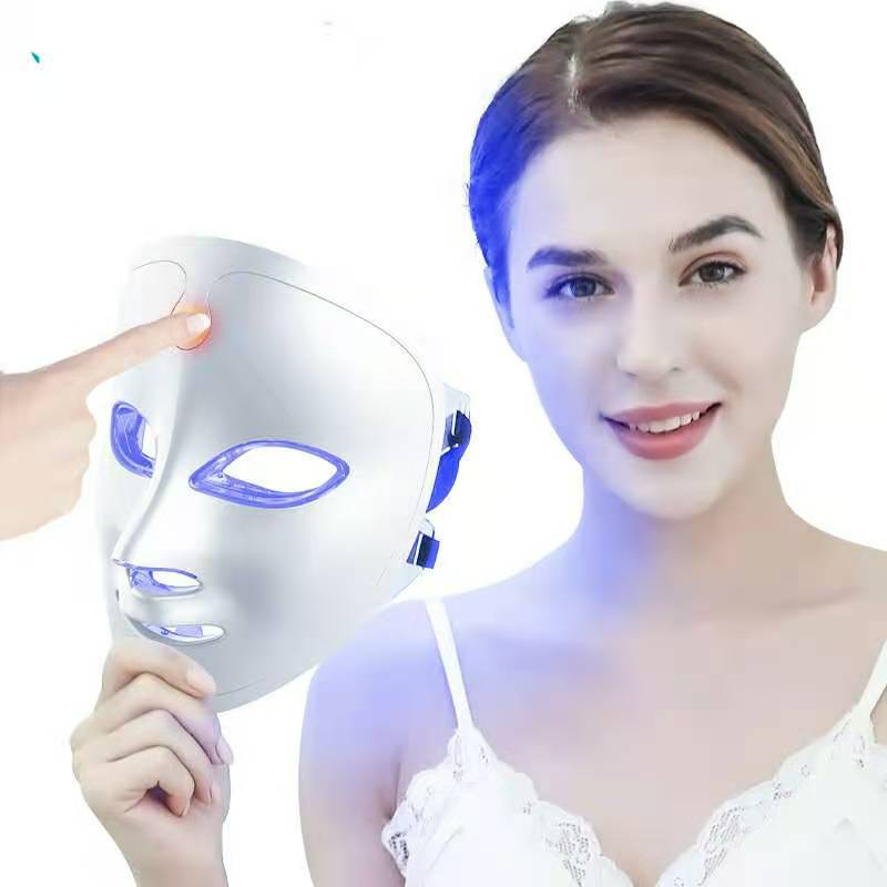 7色の軽いポータブルフェイスLEDフェイスマスク家庭用マスク療法、LEDライトセラピーフェイシャルスキンケアマスク - にきびフォトンマスク用の青色&赤色光 - にきび減少のための韓国PDTテクノロジー