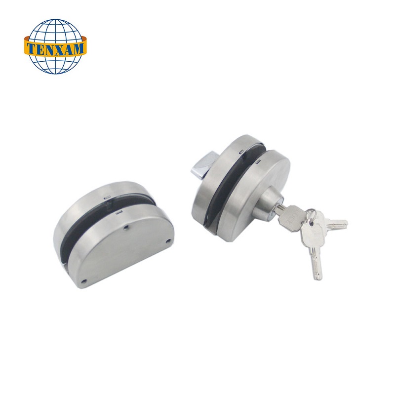 キー付きの商業フレームレスガラスダブルスイングスライドステンレス鋼セキュリティメインガラスドアロック