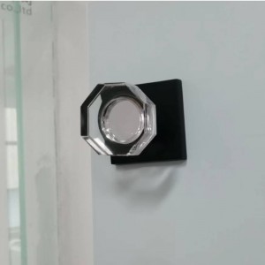 S2603クリアガラスクリスタルドアノブインテリア、オクタゴンシェイプベッドルーム用プライバシードアノブ/bathroom、マットブラック