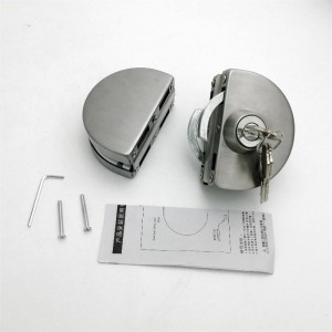 GDL001 201ステンレス鋼商業耐久性メタルクロムガラスドアアンチ盗難セキュリティロック、ダブルスイングヒンジ付きフレームレスプッシュスライディングゲートロック