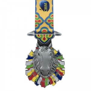 特別なデザインアンティークシルバーメッキ4Dスポーツメダルとリボン記念メダル