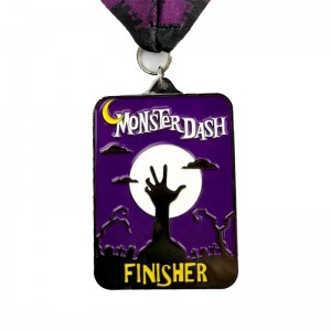 メタルダイキャスティングマットブラックメタルメダルハロウィーンフリップオープンスポーツメダル