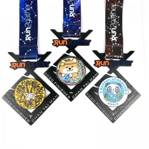 カスタマイズされたマラソンハーフマラソンスポーツメダル卸売ラウンドシェイプメダル