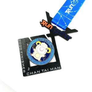 工場卸売亜鉛合金お土産めぐる黒い動物ディスプレイメタルメダル