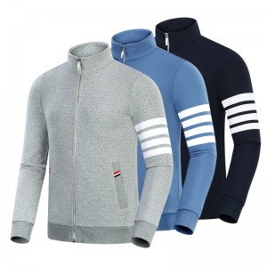 春と秋の新しい4バーコットンファッションカジュアルスモールスタンドカラー男性と女性のジッパー長袖カーディガンコート