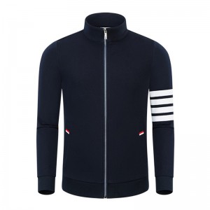 春と秋の新しい4バーコットンファッションカジュアルスモールスタンドカラー男性と女性のジッパー長袖カーディガンコート