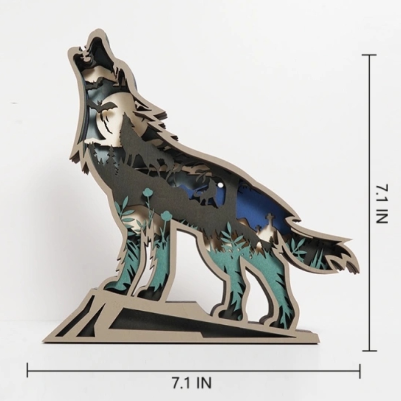 3D木製の動物オオカミ