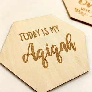 木製マイルストーンカード木製レーザー彫刻ポリゴンベイビー\\\\の最初の誕生日お土産ベイビー月カード