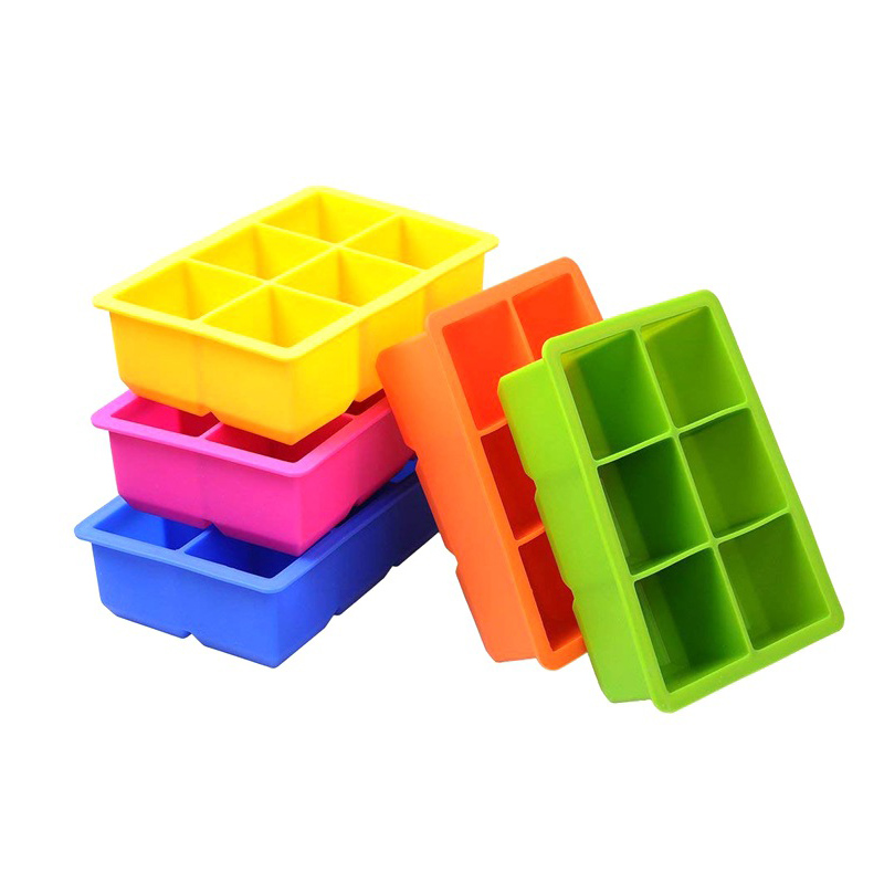 シリコンウイスキーアイスキューブ型とカクテルとバーボン用の大きな正方形のアイスキューブ型 - 再利用可能でBPAフリー