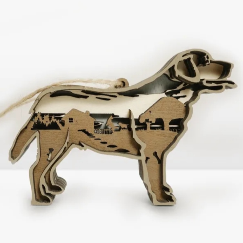 3D子犬の木製アーティファクトの装飾