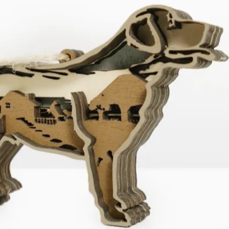 3D子犬の木製アーティファクトの装飾
