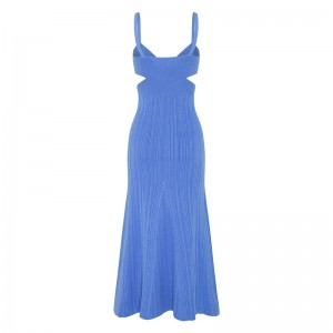 OEMサマーホリデーパーティーセクシーなカットアウトウエストクロスエフェクトセーターカジュアルカスタムソリッドカラーニットミニドレス女性