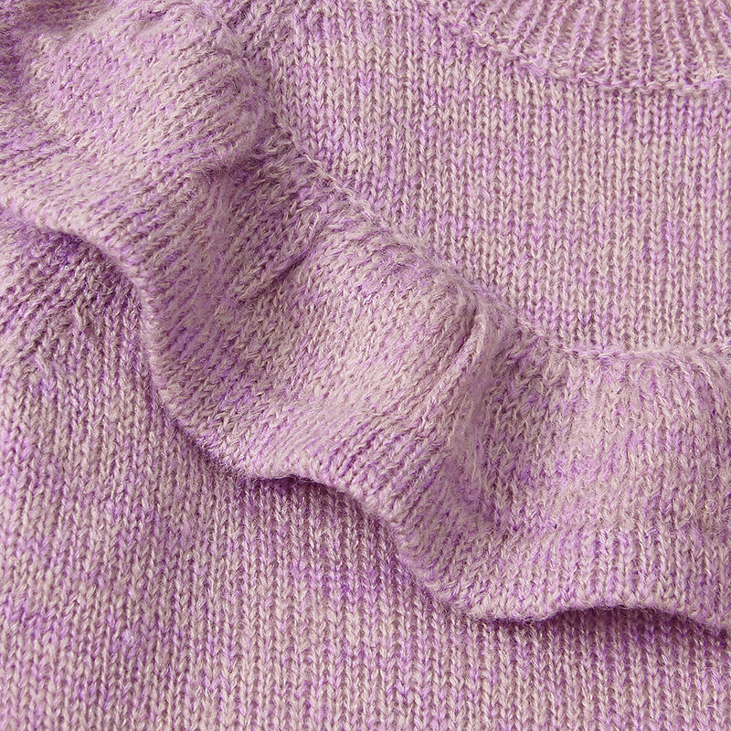 ベビー服の女の子長袖ニットフリルセーターソリッドカラー編みパターンベビーガールセーター