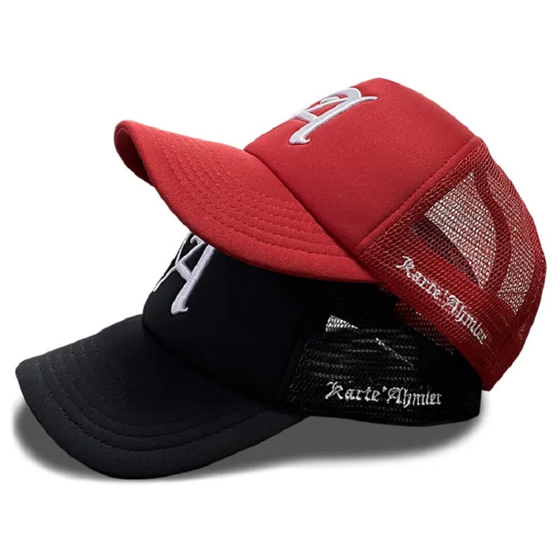 高品質の卸売クラシックカスタムデザイン独自の3D刺繍ロゴ5パネルGorras Mesh Trucker Caps Hats Mens