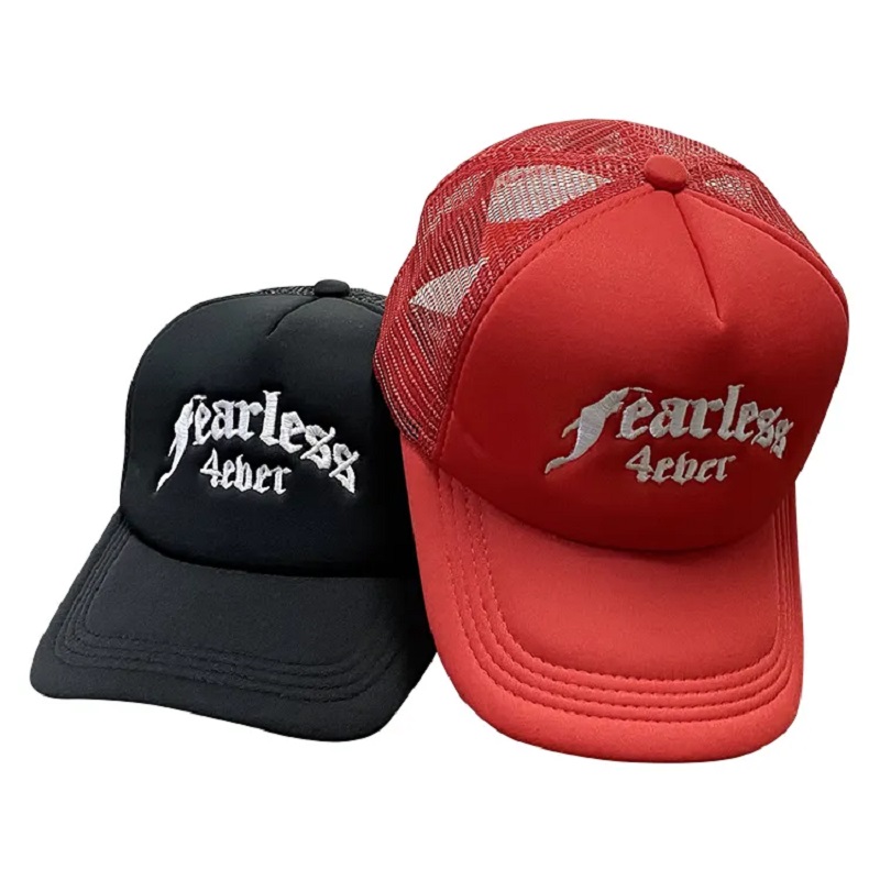 高品質の卸売クラシックカスタムデザイン独自の3D刺繍ロゴ5パネルGorras Mesh Trucker Caps Hats Mens