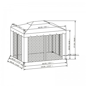 10フィートx 12フィート。ガゼボ屋外アクティビティ蚊ネット、チョコレートでの使用