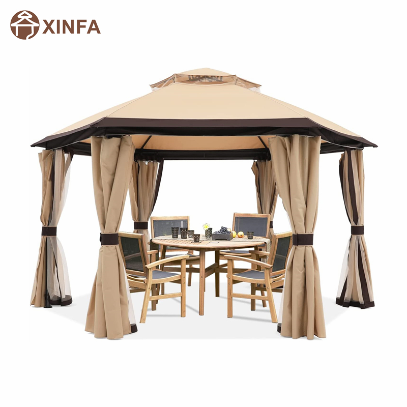 10 \\ 'x10 \\' gazebos for patios屋外六角形ガゼボネットとプライバシーカーテン