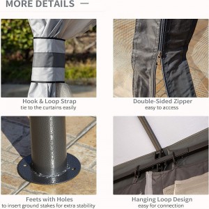 10 \\\\ \'x 12 \\\\\'屋外ガゼボパティオガゼボキャノピーシェルターw/double vented屋根、ジッパーメッシュサイドウォール、グレー