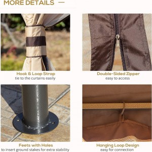 12 \\\\ \'x 10 \\\\\' 2レベルの屋外ガゼボキャノピーテントジッパーメッシュサイドウォール、ベージュのパティオ用