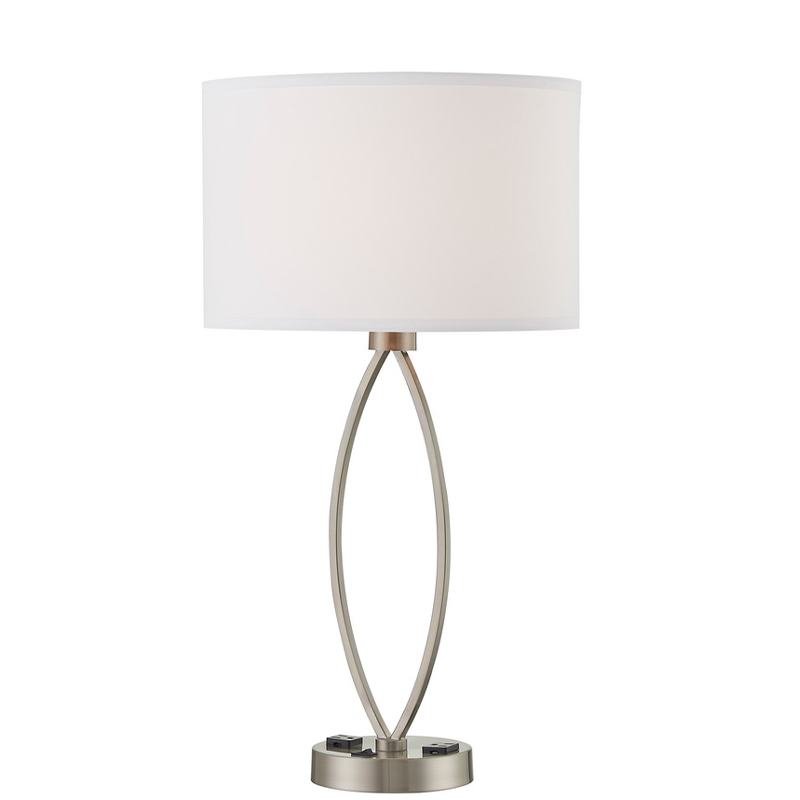 ブラシ付きニッケル仕上げ、/offロッカースイッチ、客室で2つのアウトレットを備えた1つのライトテーブルランプを睡眠