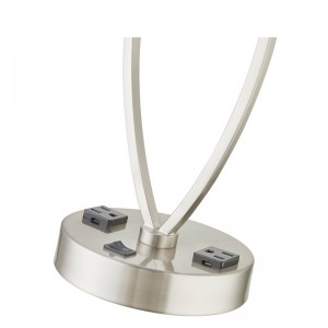 ブラシ付きニッケル仕上げ、/offロッカースイッチ、客室で2つのアウトレットを備えた1つのライトテーブルランプを睡眠