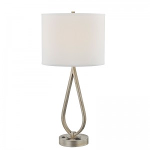 アンティークシルバー仕上げのスリープデスクランプ、デスクランプ付き、便利なアウトレット、USBポート