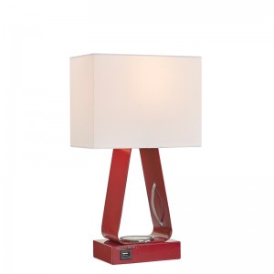 赤い仕上げの小さなデスクランプ、USB充電ポート、ワイヤレス充電ステーション、客室でのロッカースイッチのオン\\\\