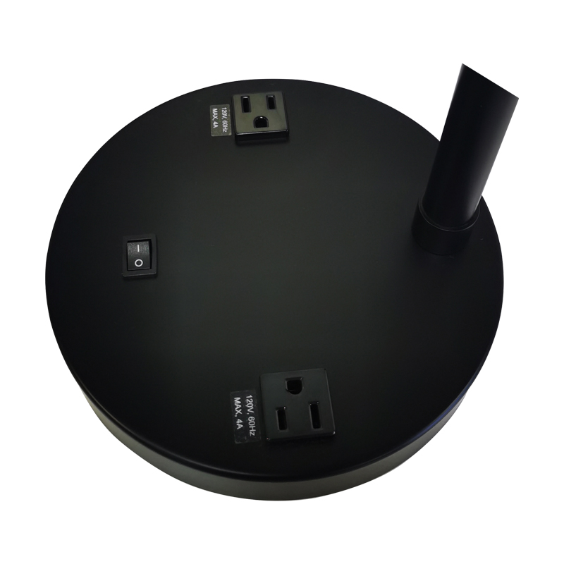 黒と明るい黄色の仕上げ、/offロッカースイッチ、2つの便利なアウトレットを備えた2つのトーンデスクランプ