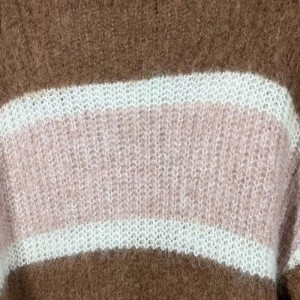 Women \'s Mohair Stripetニットウェアプルオーバーセーター