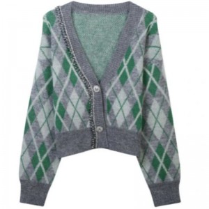 Argyle JacquardニットMohair Cardigan Seater womennitwear