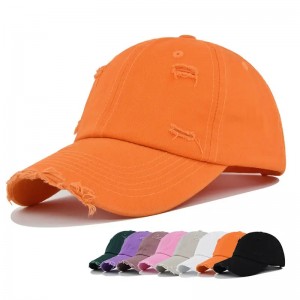 卸売カスタムロゴブランクプレーン安いお父さんは、摩耗した非構造化されていない苦しめられた洗浄された野球帽の帽子を引き裂きました
